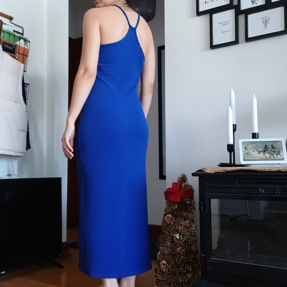 ⚡️SALE⚡️Antistar Cobalt Blue Scuba Maxi Dress with Slit - Picture 3 of 13